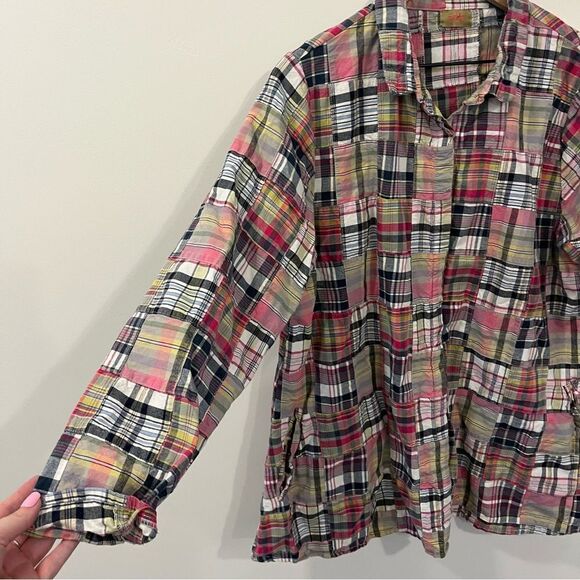 Tulip Patchwork Multicolored Button Front Top Medium - Picture 2 of 11